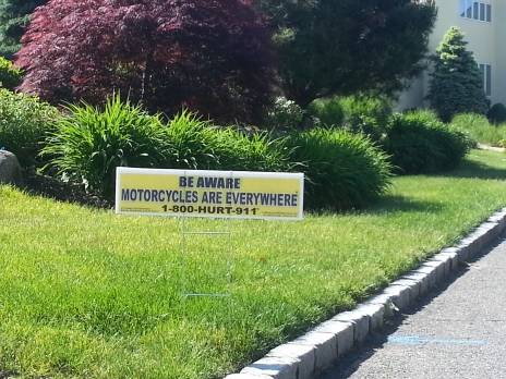 motorcycle awareness lawn sign