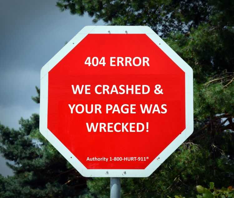 404 page not found error on stop sign